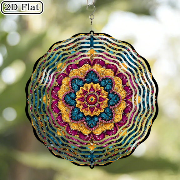 Wind Spinner: Hanging Wind Sculptures, Yard and Garden Decor, Outdoor Yard Decorations, Hanging Art Ornaments for Garden, Yard, and Balcony (Mandala Multicolor Color)