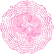 Wind Spinner Metal Large 10" Butterfly Pink Abstract Circular 3D Outdoor Decor