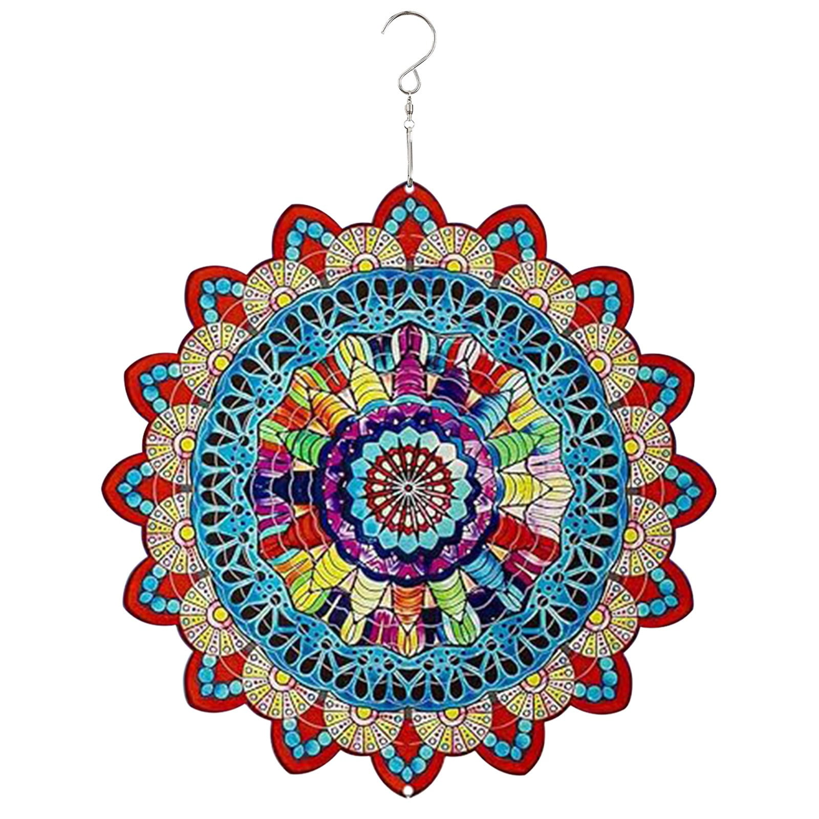 Tine-Vent Extérieur 12 '' Mandala Wind Spinner Suspendu 3D
