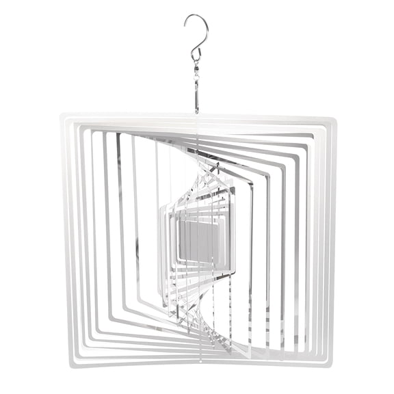 Wind Spinner Square 9.84" x 13.39" Stainless Steel, Silver Tone