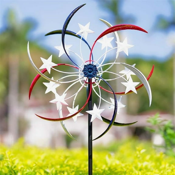 Wind Spinners, 64 Inch Tall Wind Spinners Outdoor Metal Large, Red White And Blue Wind Spinners For Yard And Garden Outside Patio Fourth Of Decor