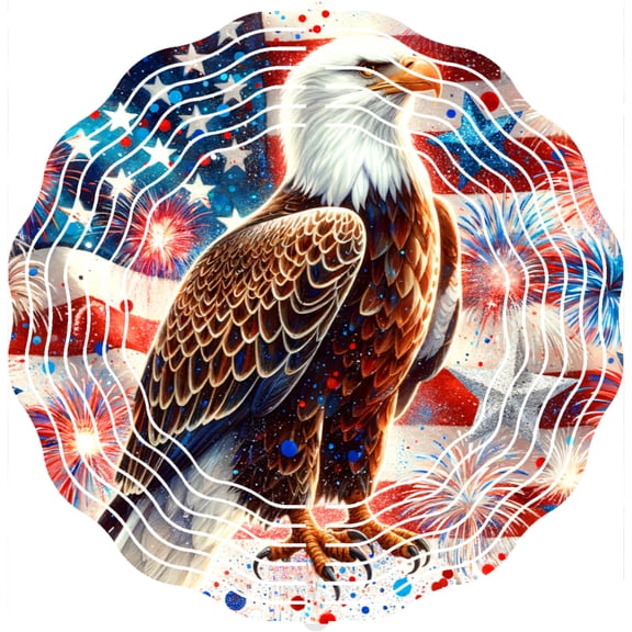 Wind Spinners 9.8 Inch Iron Wind Chime Printed Majestic Eagle, Hanging Wind Sculptures for Garden Decor for Outside, Garden, Patio, Yard