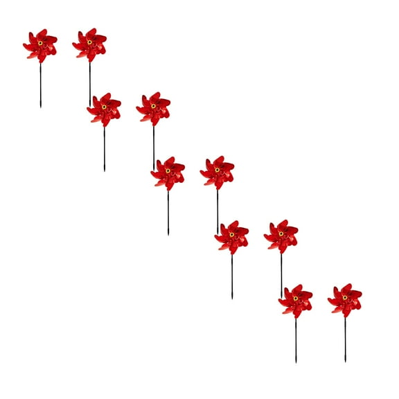 Wind Spinners for Bird Control - Reflective Pinwheels to Scare Birds Away - Sparkly Garden Decor for Yard, Patio & Farm - Outdoor Windmill Spinners for Kids & Bird Repellent (Red)