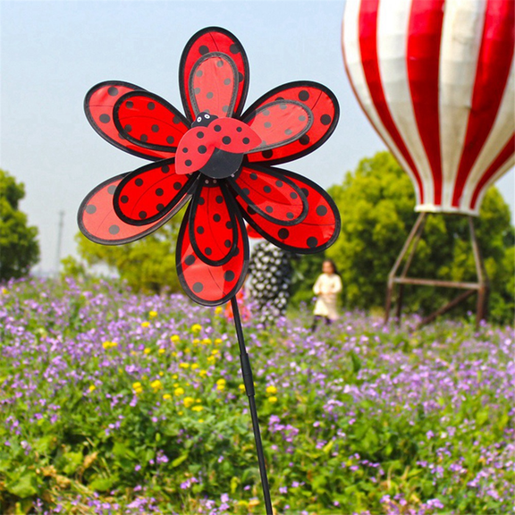 Wind Spinners Kids,Pinwheels Eye Catching Colorful Double Layer Windmill Pinwheels with Stakes D