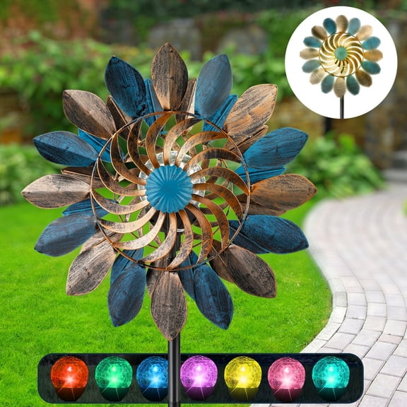 Evelynsun Solar Wind Spinner, Waterproof Outdoor Metal Sculpture, Patio ...
