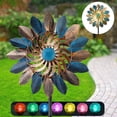 thumbnail image 1 of Wind Spinners Outdoor, 75” Metal Wind Sculptures & Spinners Garden Kinetic Art with Solar Powered Multi-Color Glass Ball Light for Yard Garden（Leaves Style）, 1 of 8