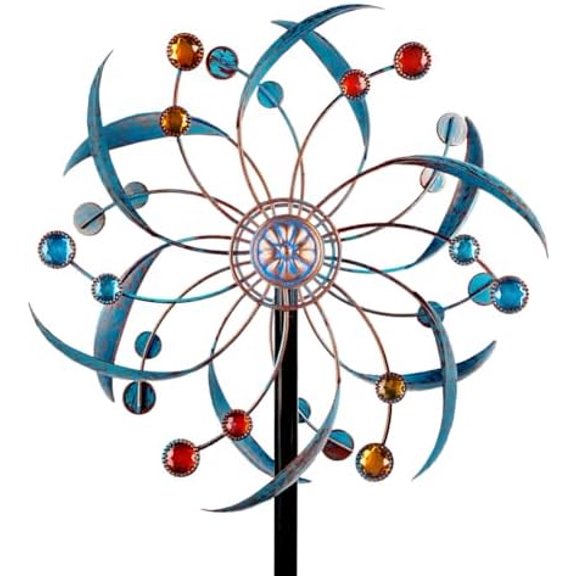 Wind Spinners Outdoor, Metal Kinetic Wind Spinner Decorative Wind Sculptures & Spinners, 13 Inch Double Pinwheels for Yard and Garden