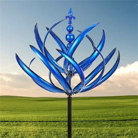 Wind Spinners Outdoor for Yard Decor, 35.4 Inch Tall Wind Spinners Outdoor Metal Iron Large, Blue Wind Spinners for Yard And Garden Outside Patio Fourth of Decor (1Pc)