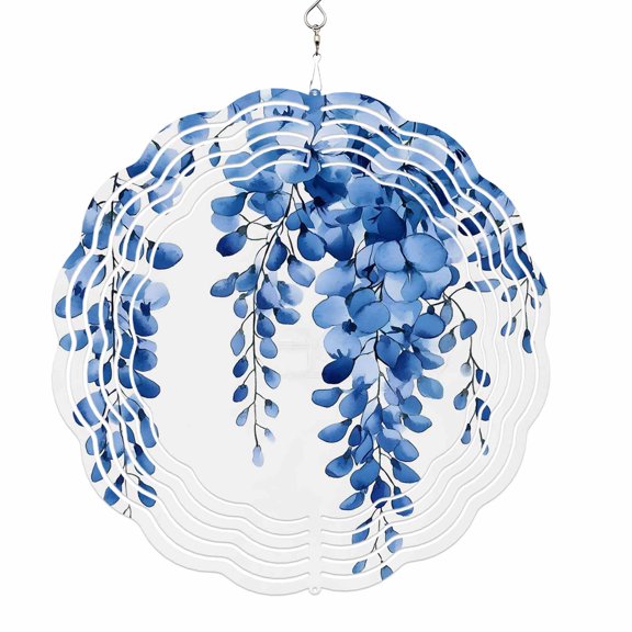 Wind Spinners for Yard and Garden Blue Eucalyptus Leaves Wind Spinner Watercolor Plant 3D Metal Stainless Steel Wind Sculptures Outdoor Patio Hanging Ornament 8 Inch