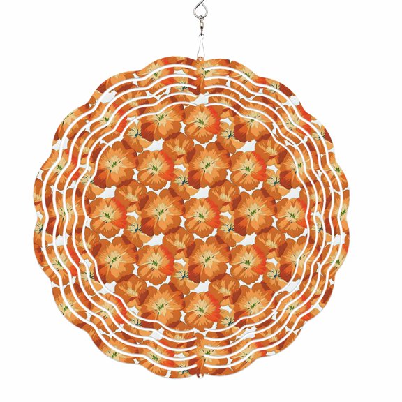 Wind Spinners for Yard and Garden Orange Peony Flower Wind Spinner Floral Plant 3D Metal Stainless Steel Wind Sculptures Outdoor Patio Hanging Ornament 8 Inch