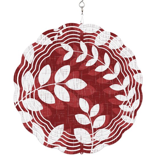 Wind Spinners for Yard and Garden Red Leaf Branches Wind Spinner Linen Leaves Plant 3D Metal Stainless Steel Wind Sculptures Outdoor Patio Hanging Ornament 8 Inch