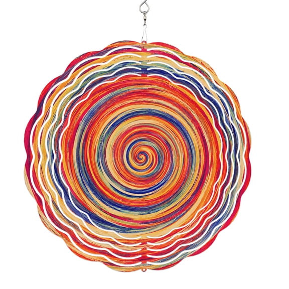 Wind Spinners for Yard and Garden Red Spiral Rings Wind Spinner Rainbow Circle Centered Vortex 3D Metal Stainless Steel Wind Sculptures Outdoor Patio Hanging Ornament 8 Inch
