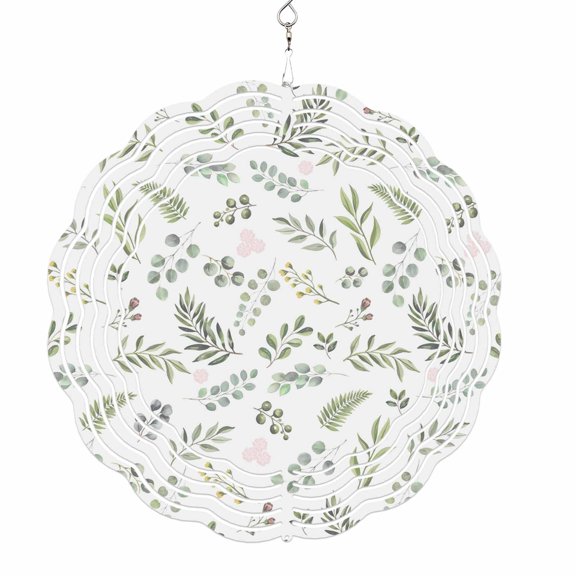 Wind Spinners for Yard and Garden Sage Green Berry Leaves Wind Spinner Pastoral Floral Herb Plant 3D Metal Stainless Steel Wind Sculptures Outdoor Patio Hanging Ornament 8 Inch