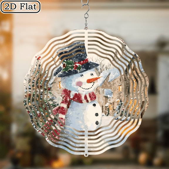 Wind Spinners for Yard and Garden- Snowman 3D Metal Wind Sculptures Spinners Hanging Christmas Tree Snowflake Snowy Scenery Kinetic Art Indoor Outdoor Decor 10 Inches, Thanksgiving Day, Ideal for