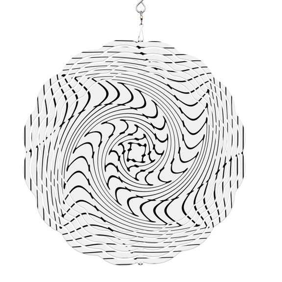 Wind Spinners for Yard and Garden White Inverse Vortex Wind Spinner Abstract Warped Waves 3D Metal Stainless Steel Wind Sculptures Outdoor Patio Hanging Ornament 8 Inch