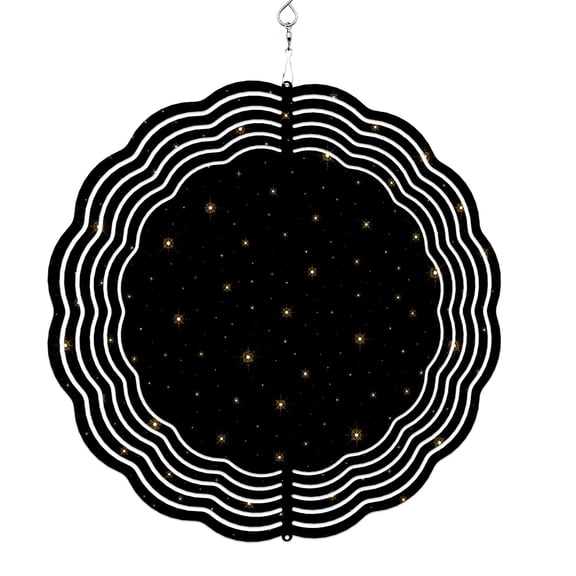Wind Spinners for Yard and Garden Yellow Twinkle Stars Wind Spinner Black Dreamy Starry Sky 3D Metal Stainless Steel Wind Sculptures Outdoor Patio Hanging Ornament 8 Inch