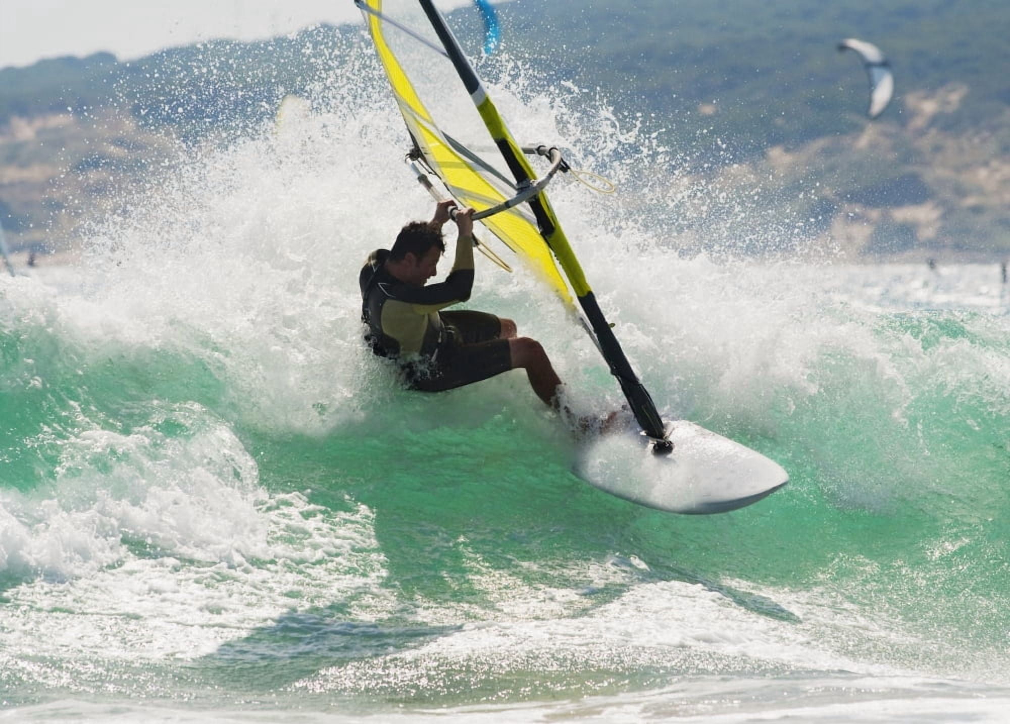 Wind Surfing In The Ocean Tarifa Cadiz Andalusia Spain Canvas Art - Ben Welsh Design Pics (18 x 13)