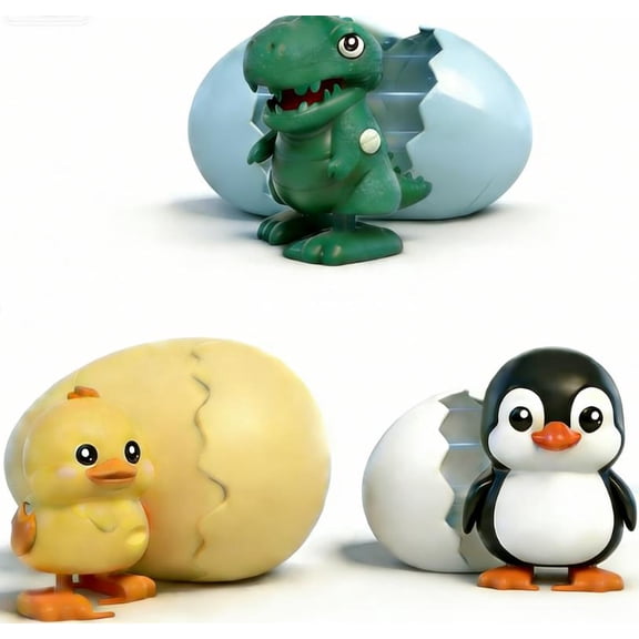 Wind Up Surprise Eggs, Animal Hatching Surprise Egg Toy, Easter’s Latest Gift, Boom Easter Eggs That Pop Open to Walking Dinosaurs, Penguin, Duck, Capybara (3Pcs)