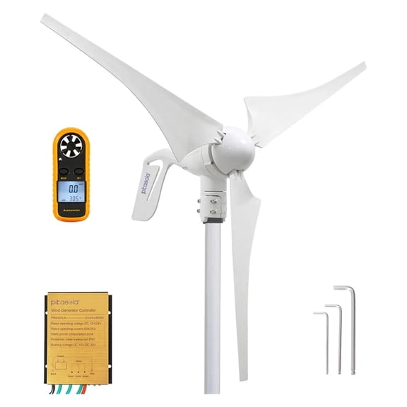 Wind Tur-bine Generator 400W 12V With 3 Blade 2.5m/s Low Wind Speed Starting Wind Turbines With Charge Controller, Windmill