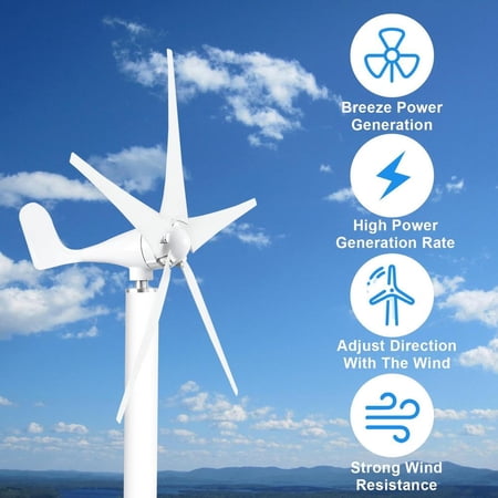 Wind Turbine Generator Kit 100W 12V with 5 Blade, with Controller, Wind Power Generator for Marine, RV, Home, Windmill Generator Suit for Hybrid Solar Wind System