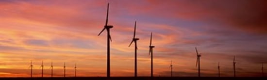 Wind Turbine In The Barren Landscape Brazos Texas USA Canvas Art - Panoramic Images (38 x 12)