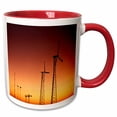 thumbnail image 1 of 3drose, Wind Turbines Generate Power Silhouette, 11oz Two-tone Red Mug, 1 of 6
