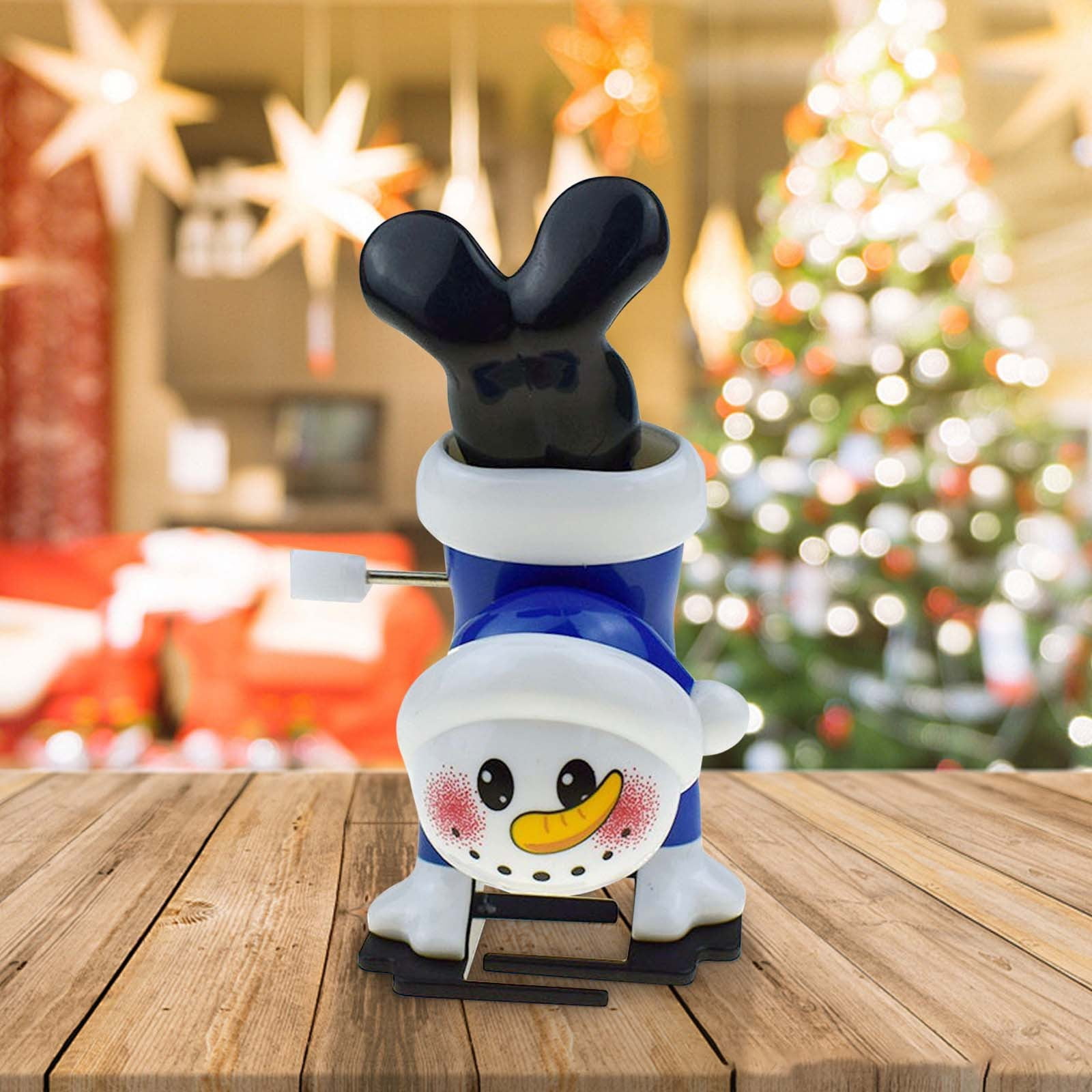 WindUp Christmas Toy, Inverted Walking Snowman Ornament with Clockwork
