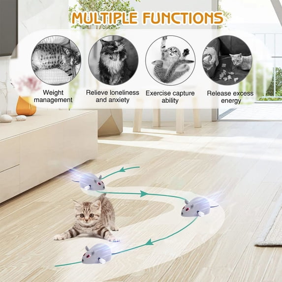 Wind Up Clockwork Mouse Cat Toy, Flocking Simulation Mouse Interactive Cat Toys for Indoor Self Play to Relieve Boredom,Gray
