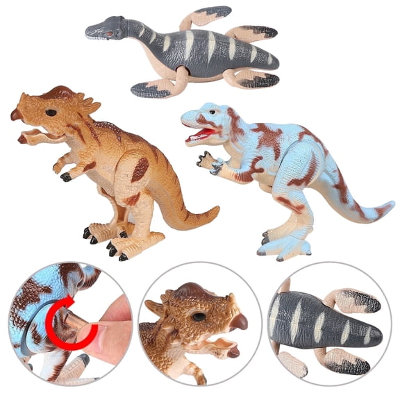 Dinosaur Toys for Kids Ages 3 4 5 6 7 8, 3PCS Wind Up Dinosaur Walking Swimming Jumping Flipping Clockwork Toys Stocking Stuffers for Kids Party Favors, Easter Baskets Stuffers