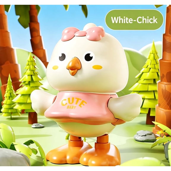 Wind-Up Jumping Chick Toy, Cute Clockwork Animal Figure, Fun Early Learning Wind-Up Toy for Toddlers, Kids Party Favors and Interactive Play White