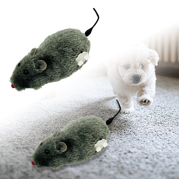 Wind-Up Plush Mouse Cat Toy, Interactive Running Mouse with Wiggling Tail, Clockwork Mechanical Toy for Cats and Small Dogs, Durable Stuffed Animal Toy for Playful Pets