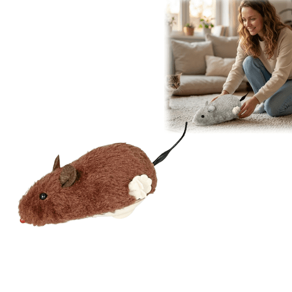 Wind-Up Plush Mouse Cat Toy, Moving Squeaky Interactive Toy for Cats to Keep Them Entertained