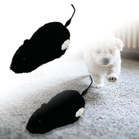 Wind Up Plush Mouse Toy 6.3" Automatic Moving Pet Toy Wiggling Tail Interactive Boredom Relief Toy for Cats & Small Dogs Black