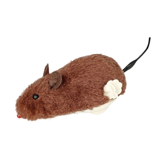Wind Up Plush Mouse Toy,Moving Hopping Rat with Wiggling Tail for Cats Dogs