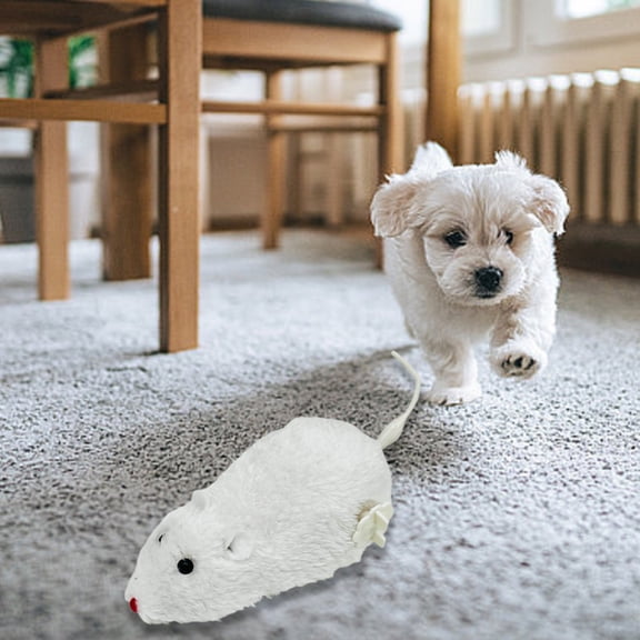 Wind-Up Plush Mouse Toy for Cats Dogs Clockwork Moving Rat with Wiggling Tail Interactive Pet Plaything for Indoor Entertainment 6.3 Inch
