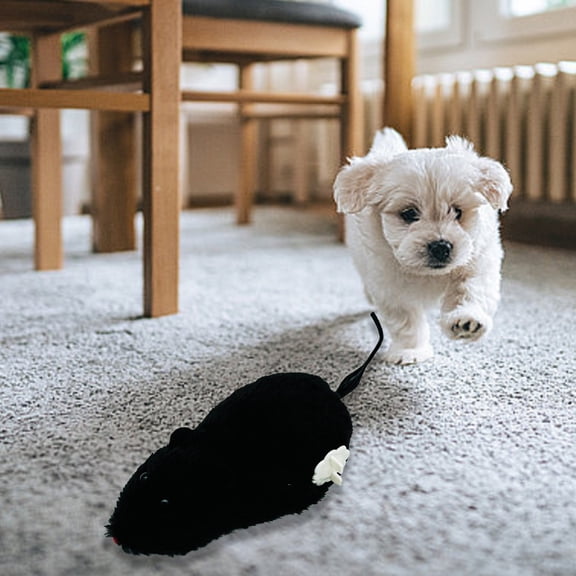 Wind-Up Plush Mouse Toy for Cats Dogs Clockwork Moving Rat with Wiggling Tail Interactive Pet Plaything for Indoor Entertainment 6.3 Inch