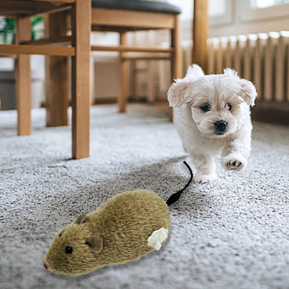 Wind Up Plush Mouse Toy with Moving Tail Interactive Pet Plaything for Cats and Dogs 6.3 Inch