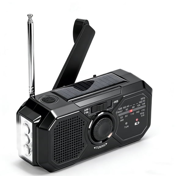 Portable AM/FM Transistor Radio, Emergency Radio with NOAA Weather Alert, Solar Radio Emergency Hand Crank with LED Flashlight for Power Outages, Camping, Survival, 3500mWh Portable Power Bank
