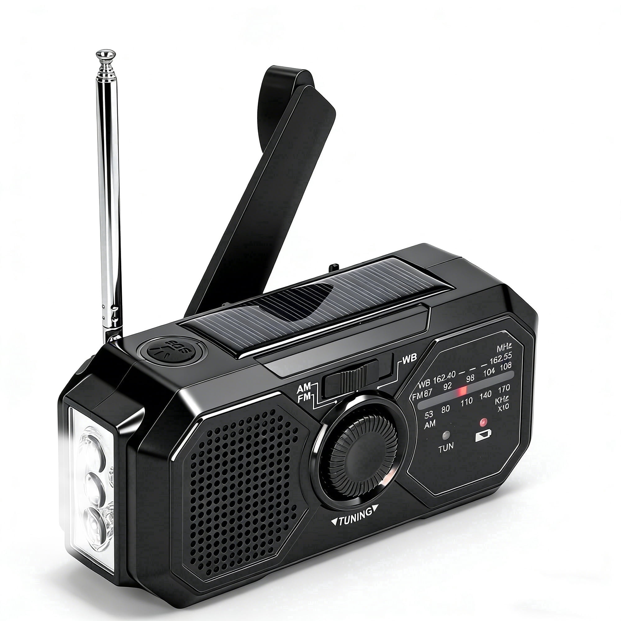 Portable AM/FM Transistor Radio, Emergency Radio with Weather Alert, Solar Radio Emergency Hand Crank with LED Flashlight for Power Outages, Camping, Survival, 3500mWh Portable Power Bank