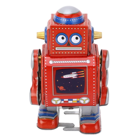 Wind Up Robot Toys Red Single Pack Vintage Style for Collectible Display