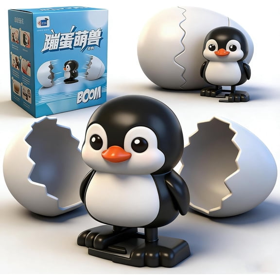 Wind-Up Surprise Eggs, Easter’s Latest Gift Wind-Up Animal Hatching Surprise Egg, Eggshells Pop Open & Automatic Walking Hatchlings, Fun Party Favors Gag Gift (Penguin)