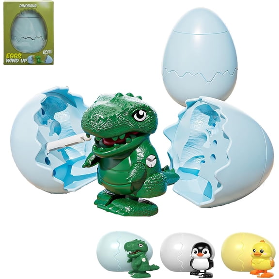 Wind-Up Surprise Eggs, Hatching Dinosaur Egg Toy for Kids, Pinning Egg Hatches into Walking Penguin Toys, Reusable Clockwork Dino Fun Dinosaurs Toys for Boys Girls Birthday Easter(Dinosaur)