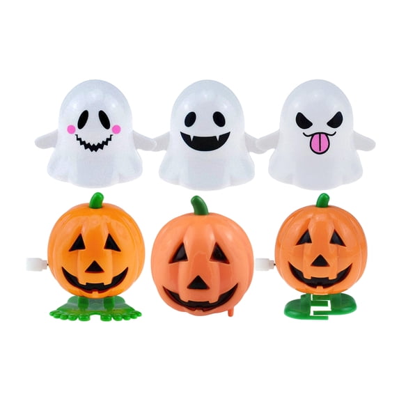 Wind Up Toys 6 Pack Halloween Themed Pumpkin Ghost Clockwork Toys for Halloween Party Favors Goodie Bag Fillers Trick or Treat Gift for Children
