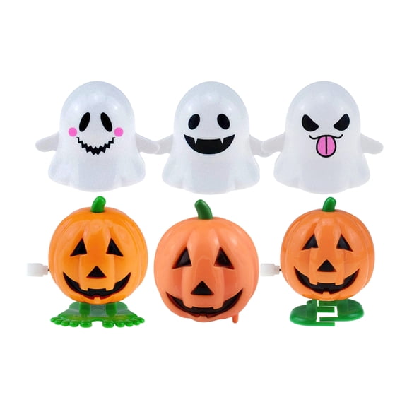 Wind Up Toys 6 Pack Halloween Themed Pumpkin Ghost Clockwork Toys for Halloween Party Favors Goodie Bag Fillers Trick or Treat Gift for Children