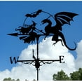 Wind Vane Witch And Flying Dragon Shape Metal Bracket Weather Vane