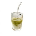 thumbnail image 1 of Wind Vertical Striped Glass Water Cup with Straw & Lid, Stylish Summer Ice Coffee Tumbler, Elegant Drinking Glass for Iced Americano & Smoothies, 1 of 9