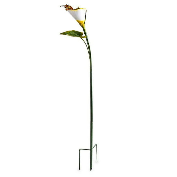 Wind & Weather Colorful Handcrafted Metal Frog on Flower Garden Stake - Cala Lily