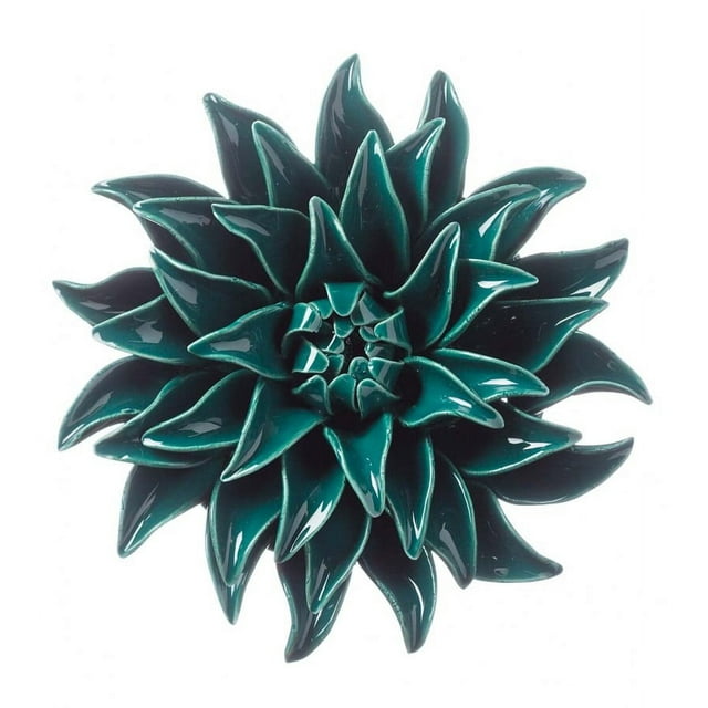 Wind & Weather Handcrafted Ceramic Flower Wall or Tabletop Sculpture - Teal