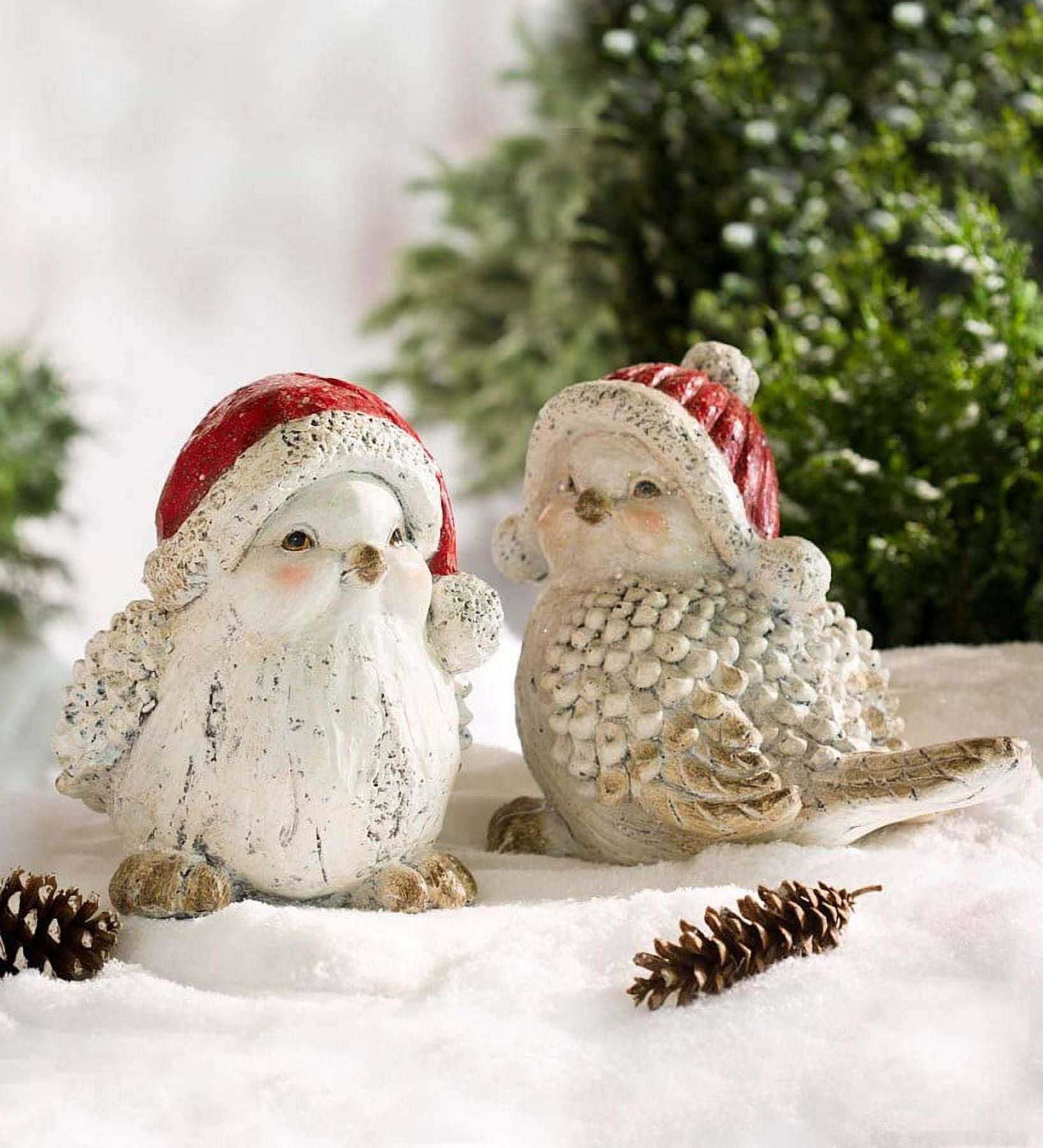 Wind & Weather Indoor/Outdoor Holiday Snowbird Figurines with Red