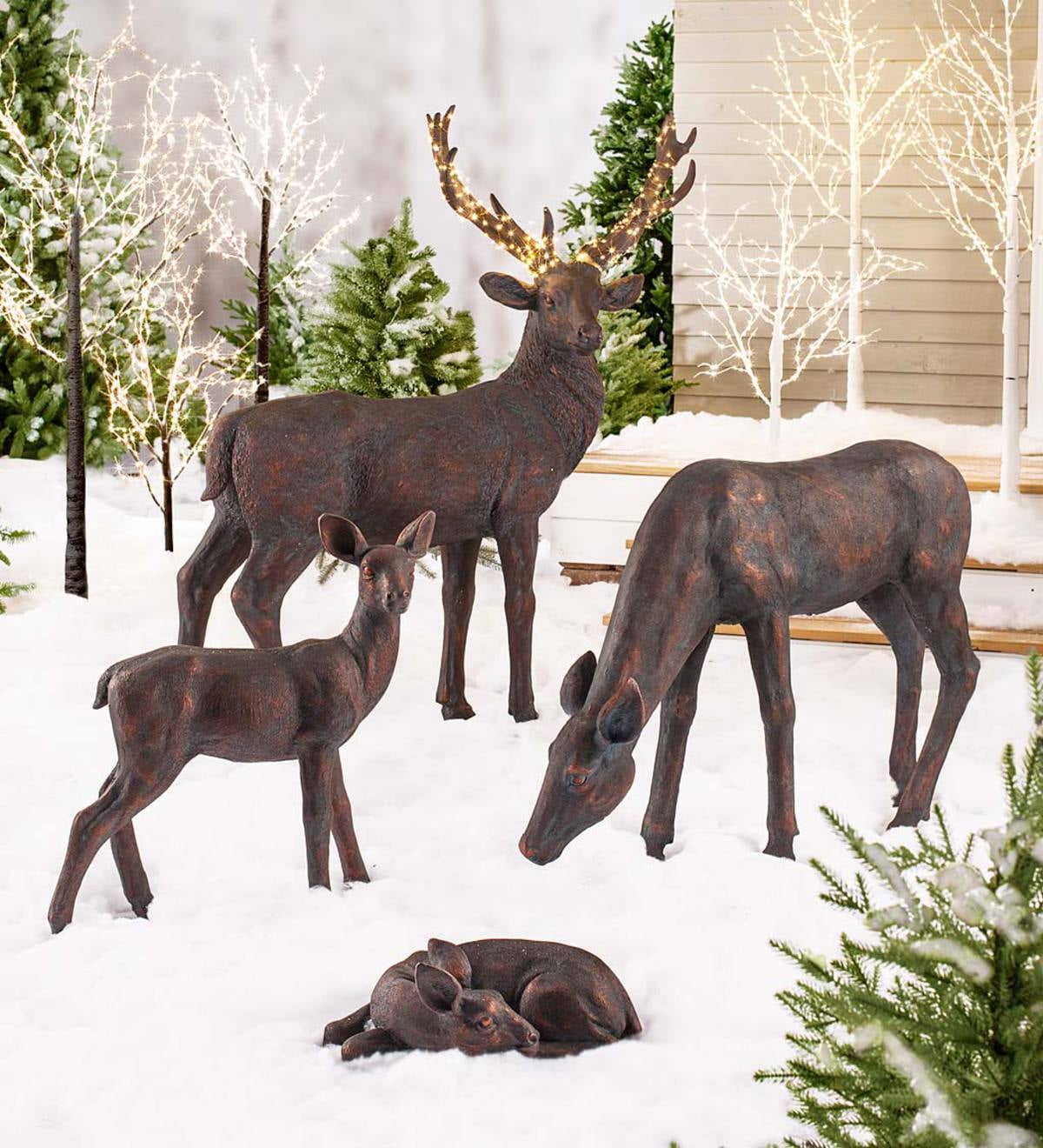 Wind & Weather Lifelike Fiberglass Buck and Doe Garden Statuary Set